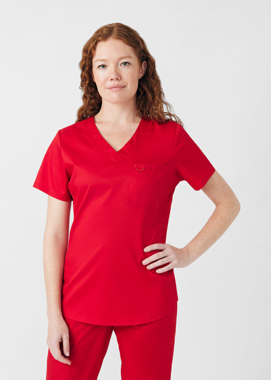 ProFlex 2-Pocket V-Neck Top  | True Red