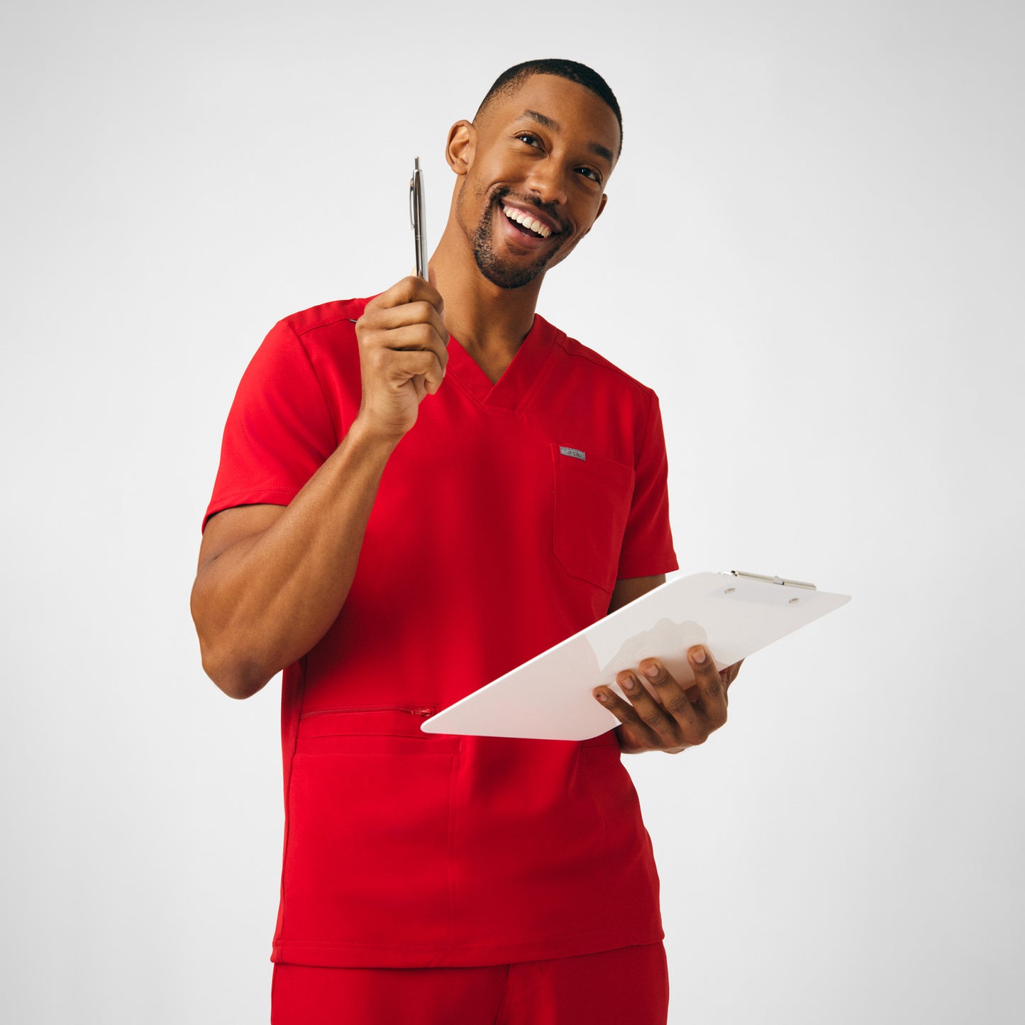 Forward 4-Pocket V-Neck Top  | Red