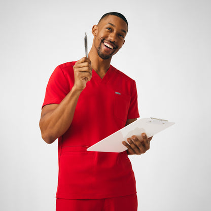 Forward 4-Pocket V-Neck Top  | Red