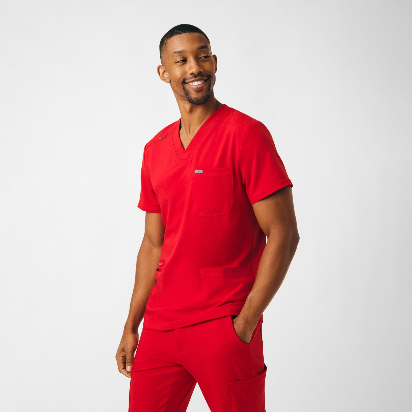 Forward 4-Pocket V-Neck Top  | Red