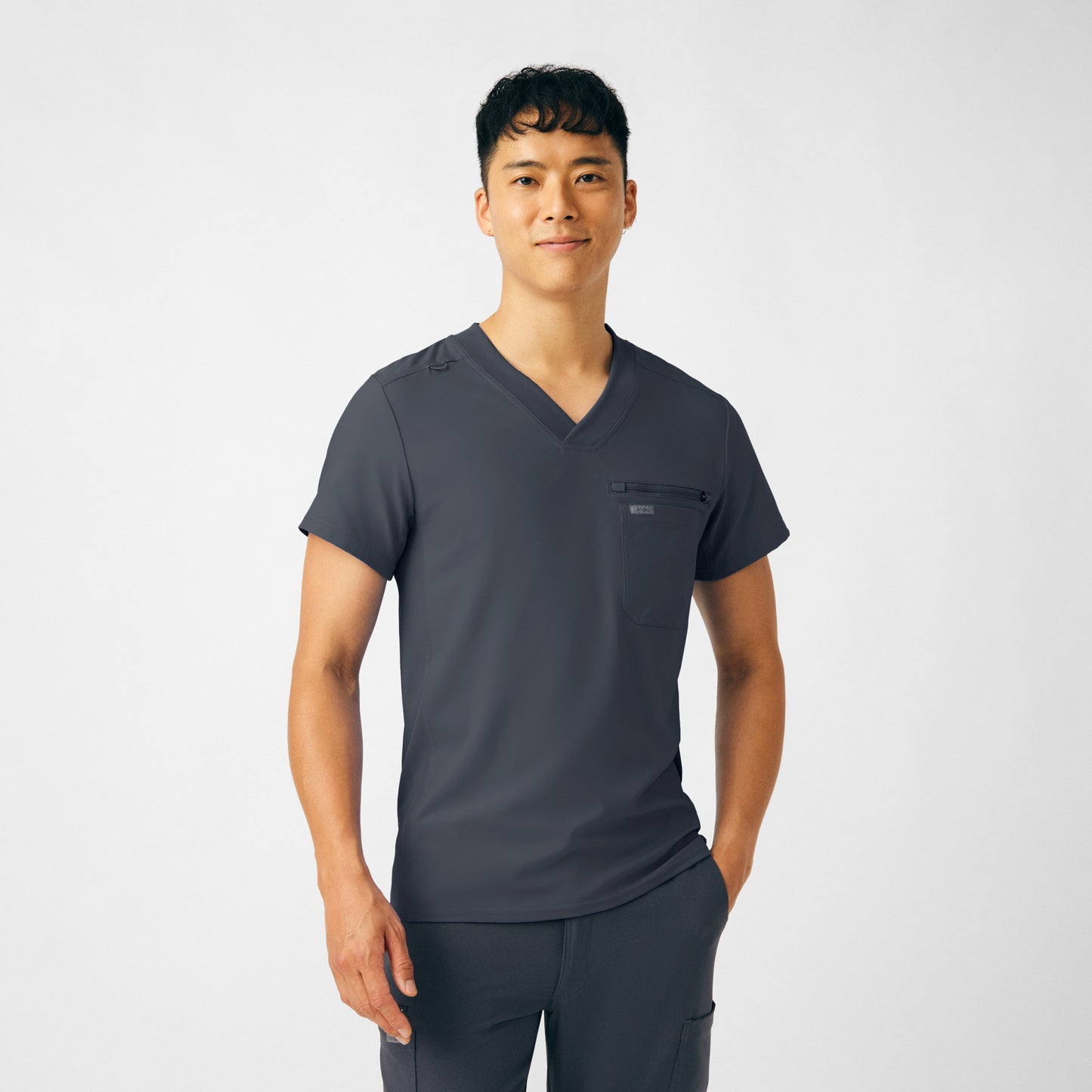 Forward 2-Pocket V-Neck Top  | Pewter