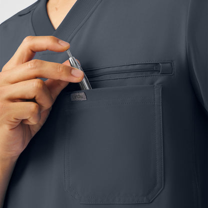 Forward 2-Pocket V-Neck Top  | Pewter