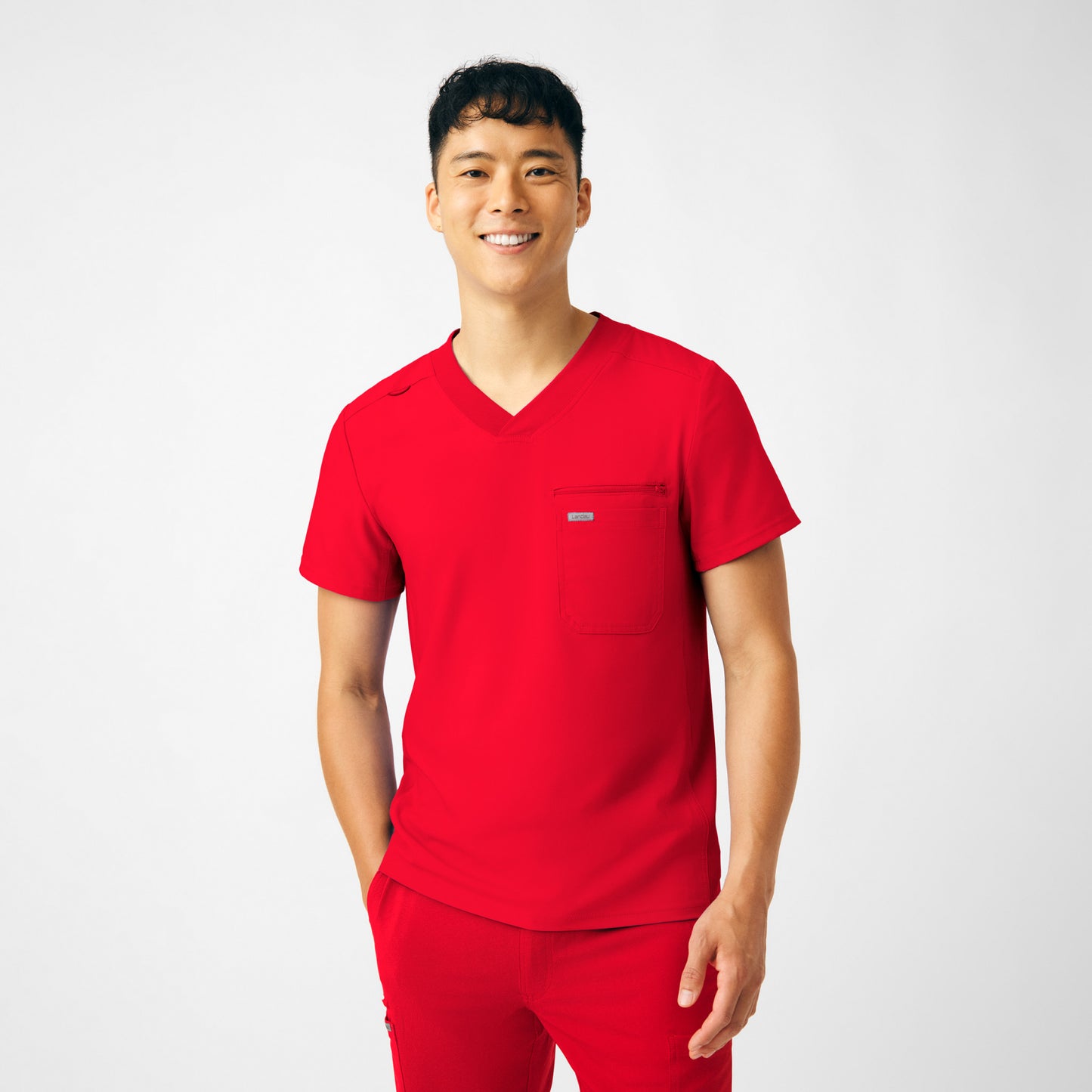 Forward 2-Pocket V-Neck Top  | Red