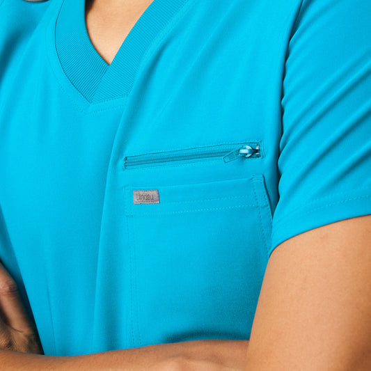 Forward 2-Pocket V-Neck Top  | Teal