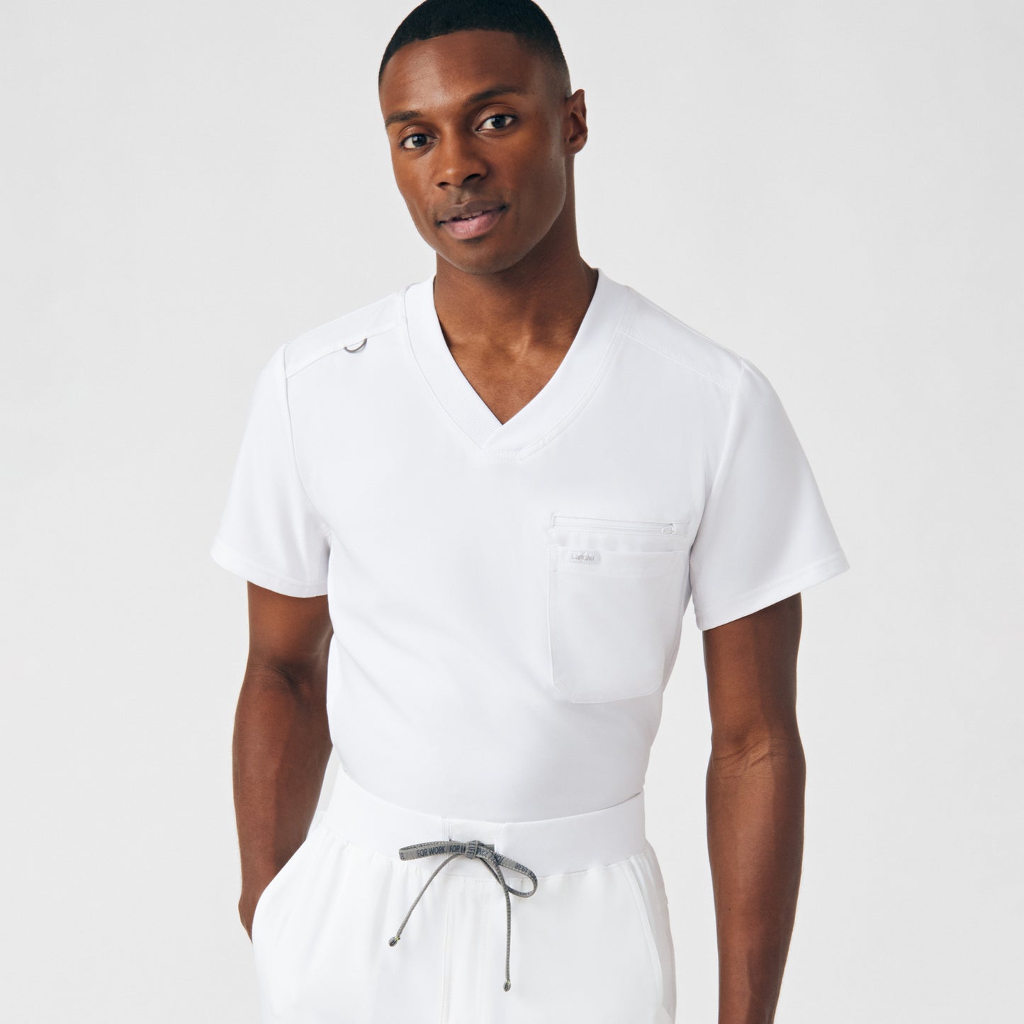 Forward 2-Pocket V-Neck Top  | White