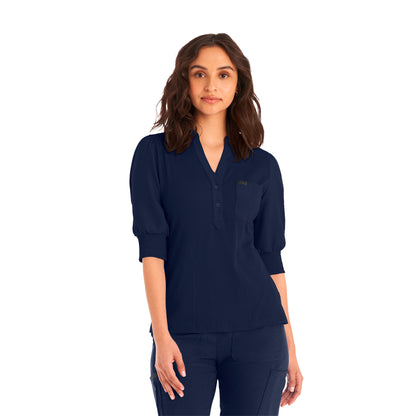 Forward 3-Pocket Y-Neck Top  | Navy