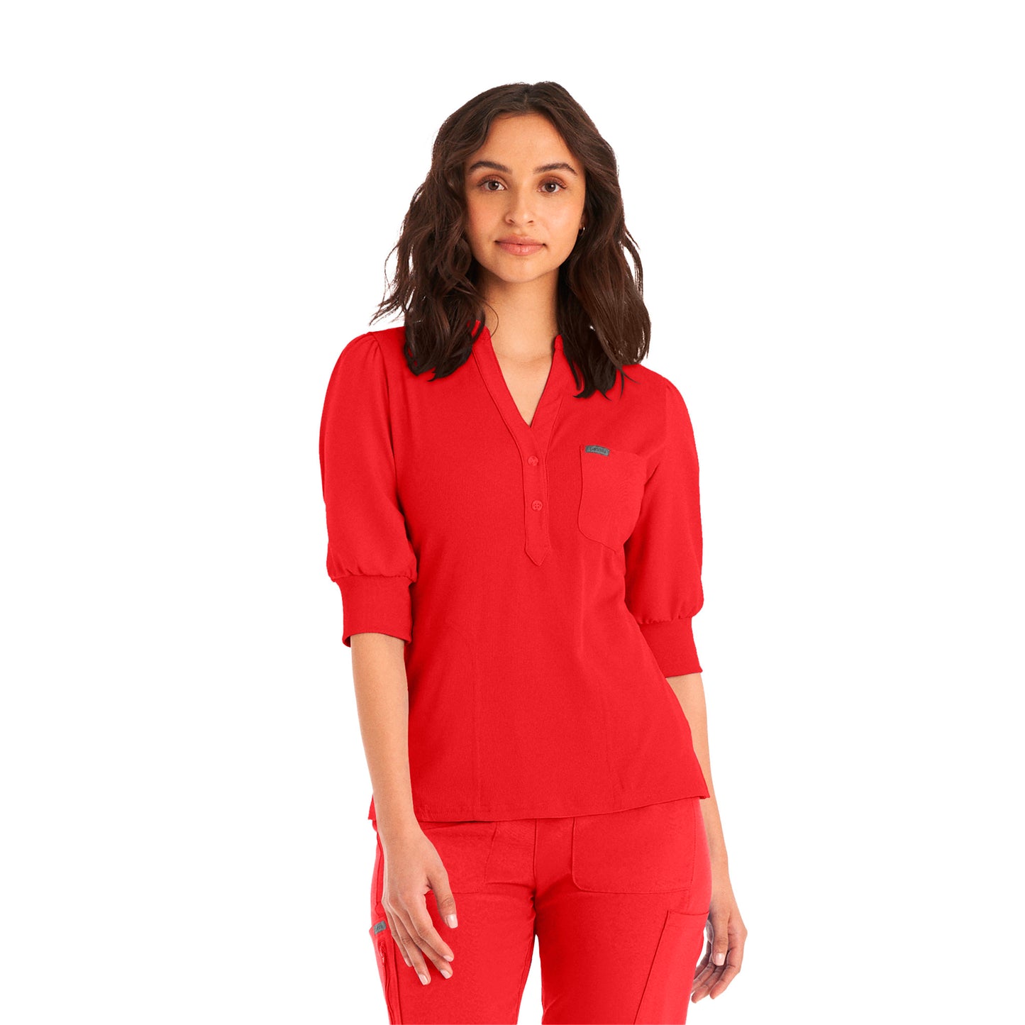 Forward 3-Pocket Y-Neck Top  | Red