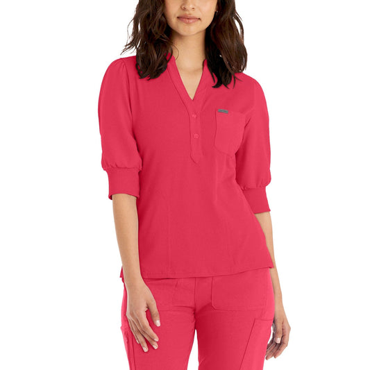 Forward 3-Pocket Y-Neck Top  | Tea Berry