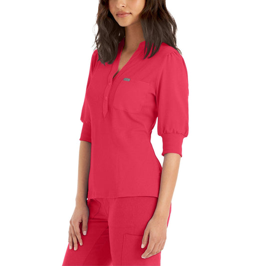 Forward 3-Pocket Y-Neck Top  | Tea Berry