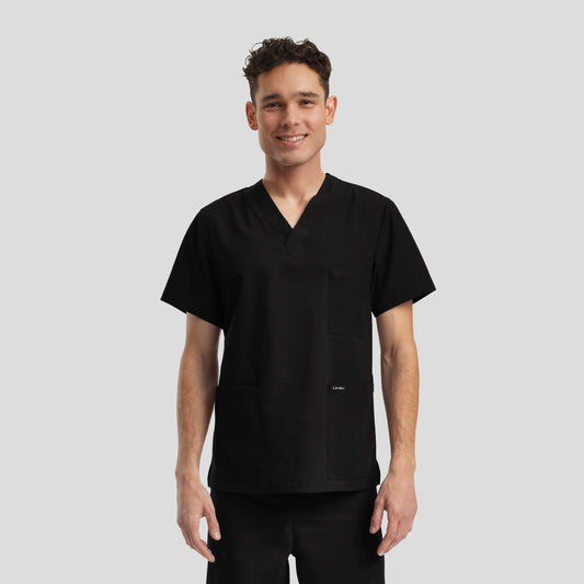 Essentials 3-Pocket V-Neck Top  | Black