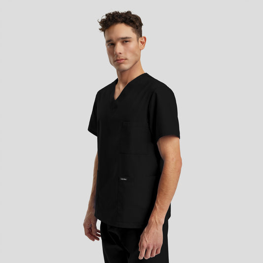 Essentials 3-Pocket V-Neck Top  | Black