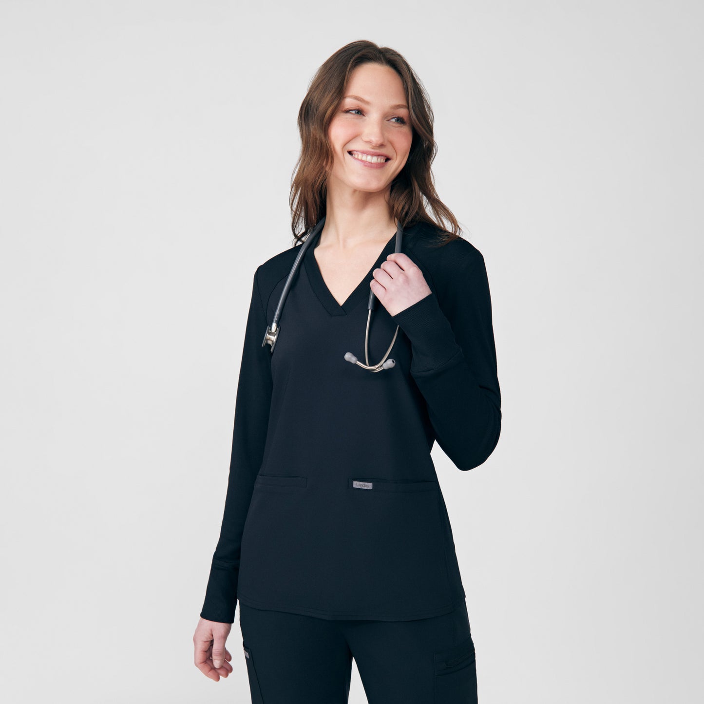 Forward 2-Pocket V-Neck Top  | Black