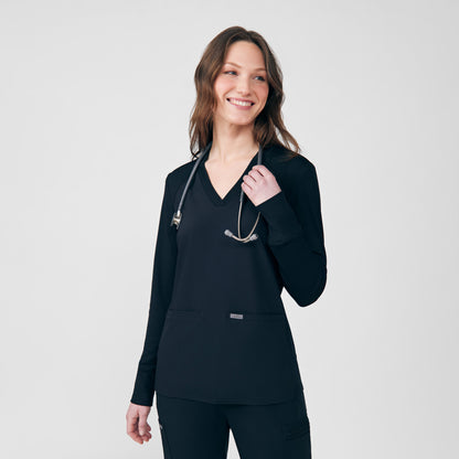 Forward 2-Pocket V-Neck Top  | Black