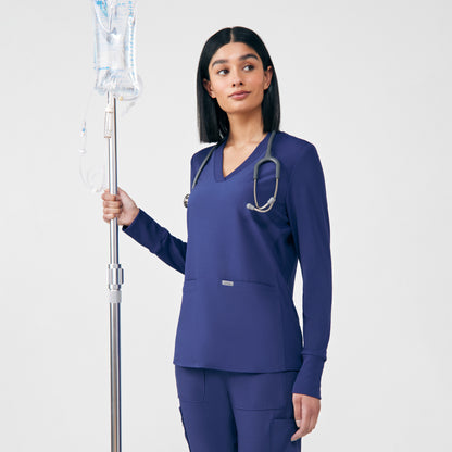 Forward 2-Pocket V-Neck Top  | Navy