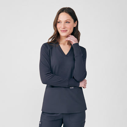 Forward 2-Pocket V-Neck Top  | Pewter
