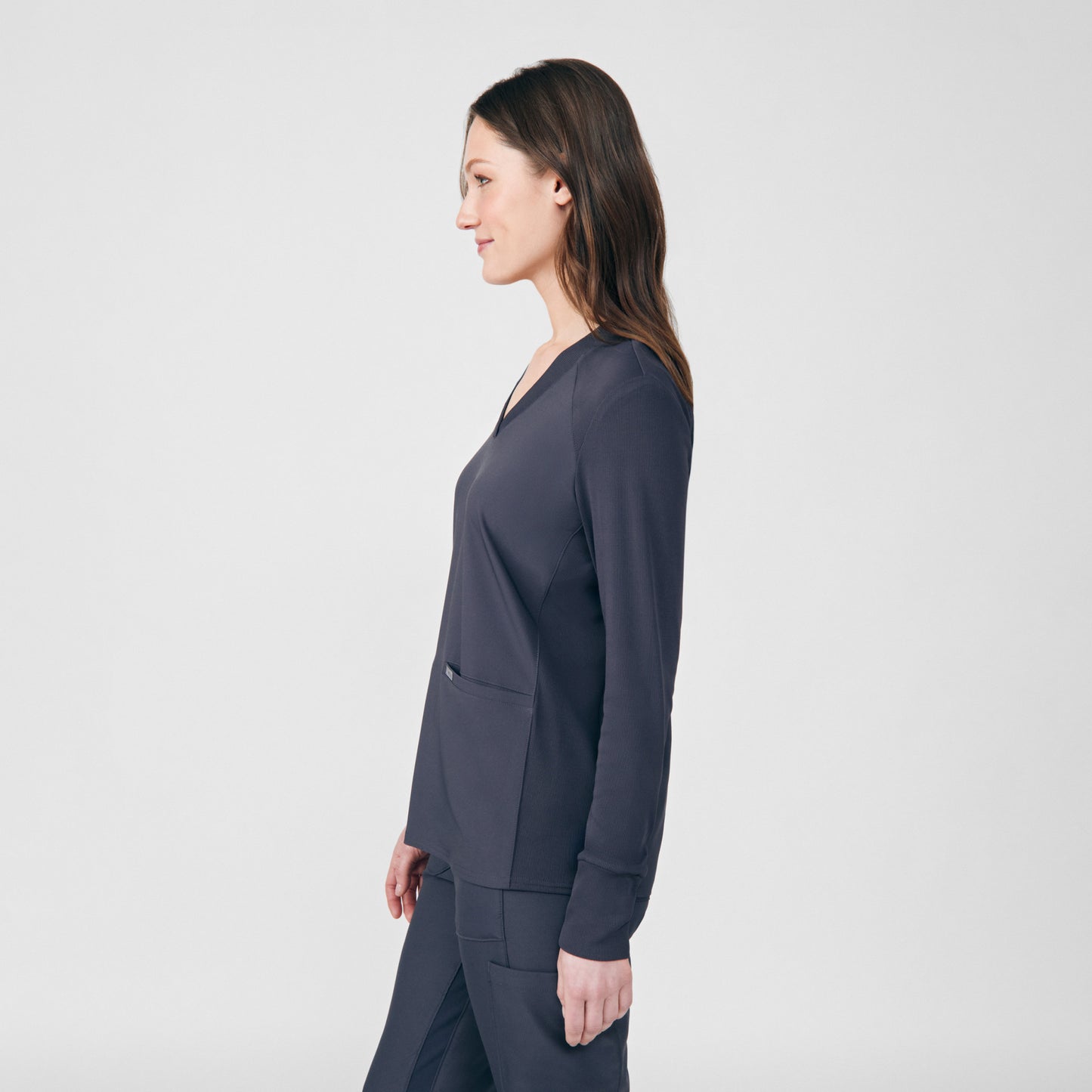 Forward 2-Pocket V-Neck Top  | Pewter