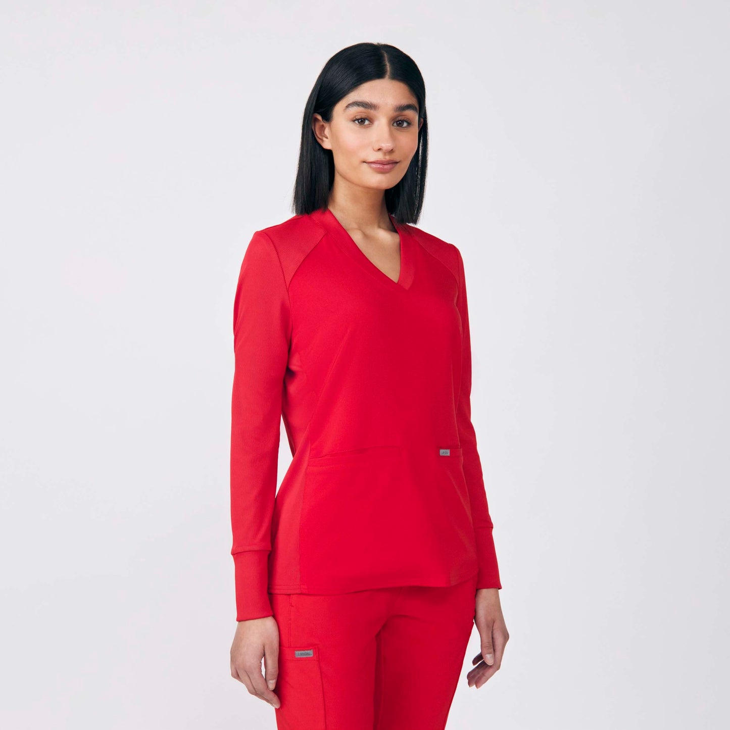 Forward 2-Pocket V-Neck Top  | Red