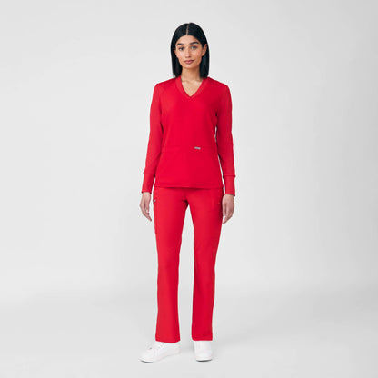 Forward 2-Pocket V-Neck Top  | Red