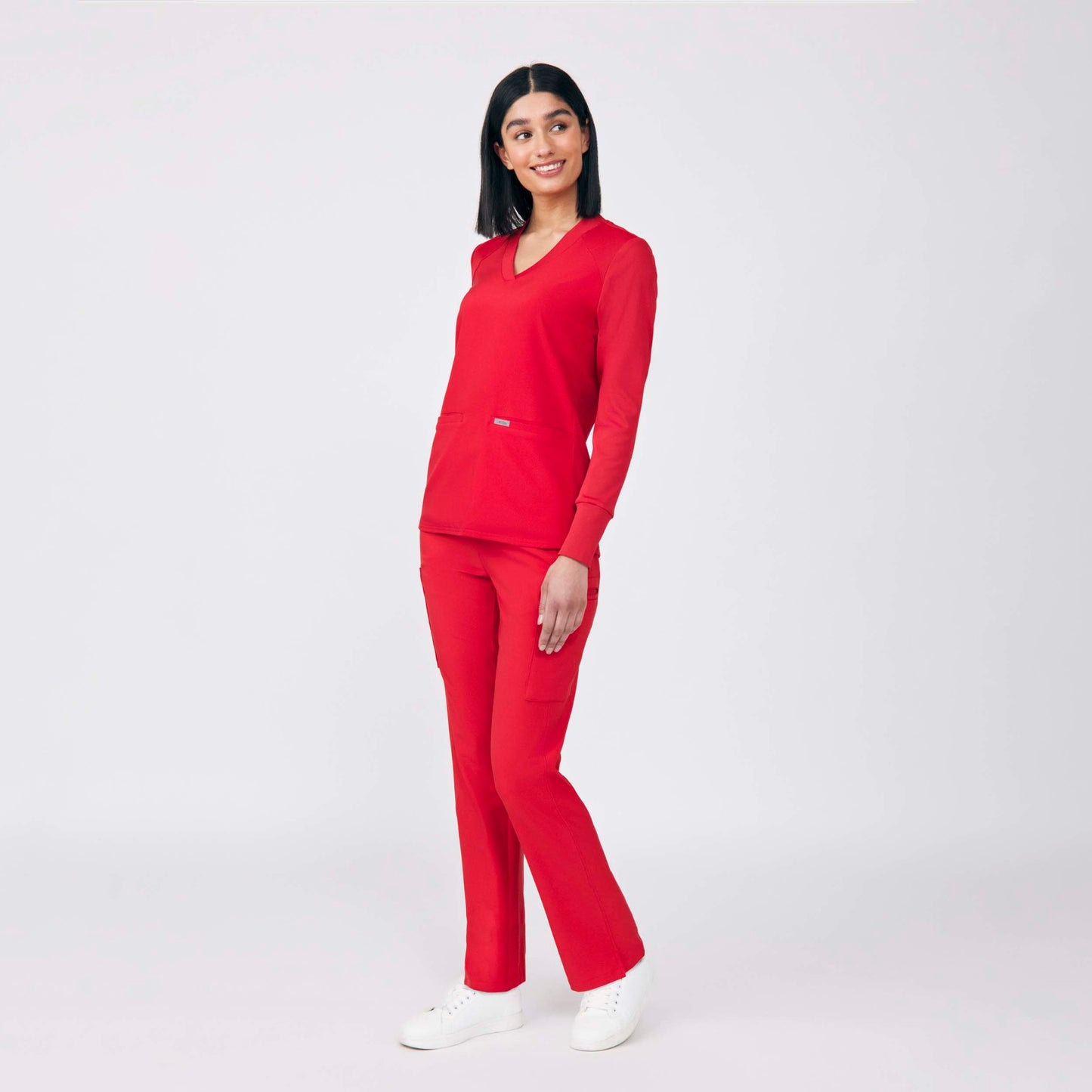 Forward 2-Pocket V-Neck Top  | Red