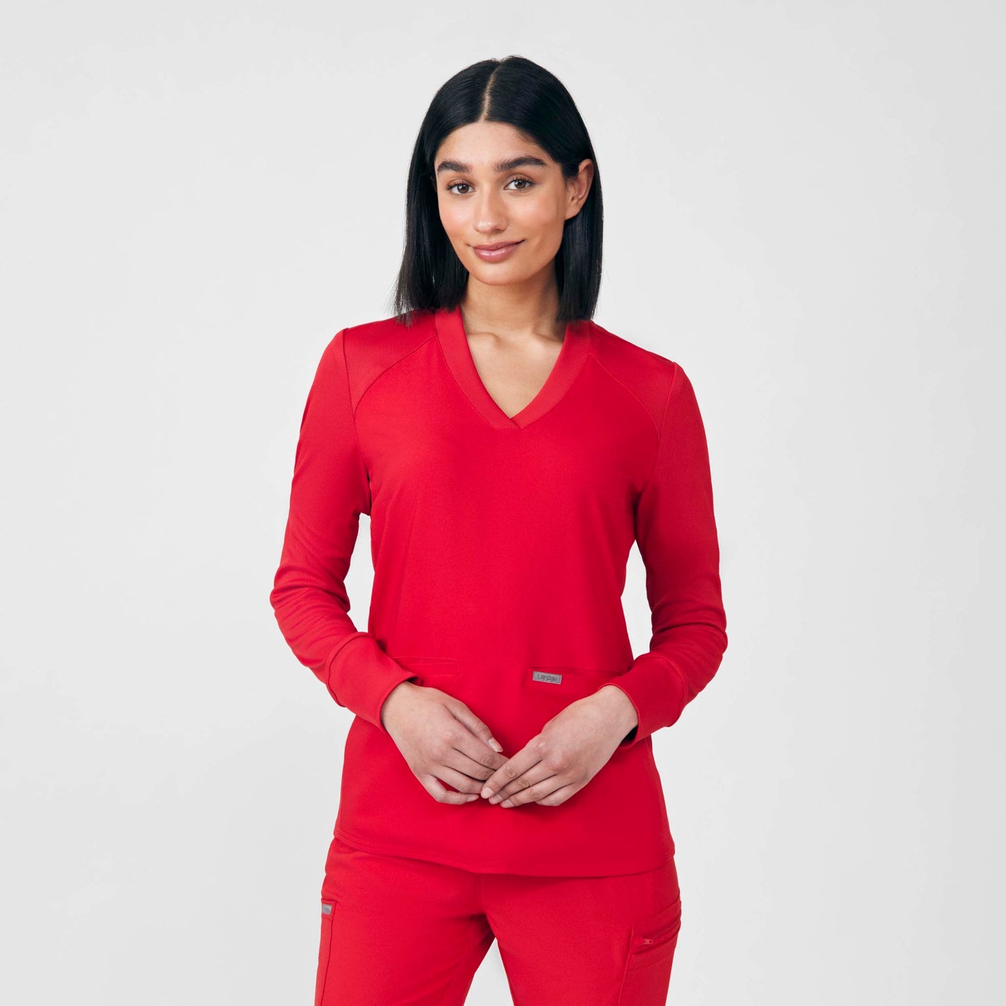 Forward 2-Pocket V-Neck Top  | Red