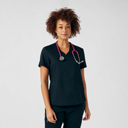 VIBE 2-Pocket V-Neck Top  | Black