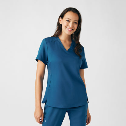 VIBE 2-Pocket V-Neck Top  | Caribbean