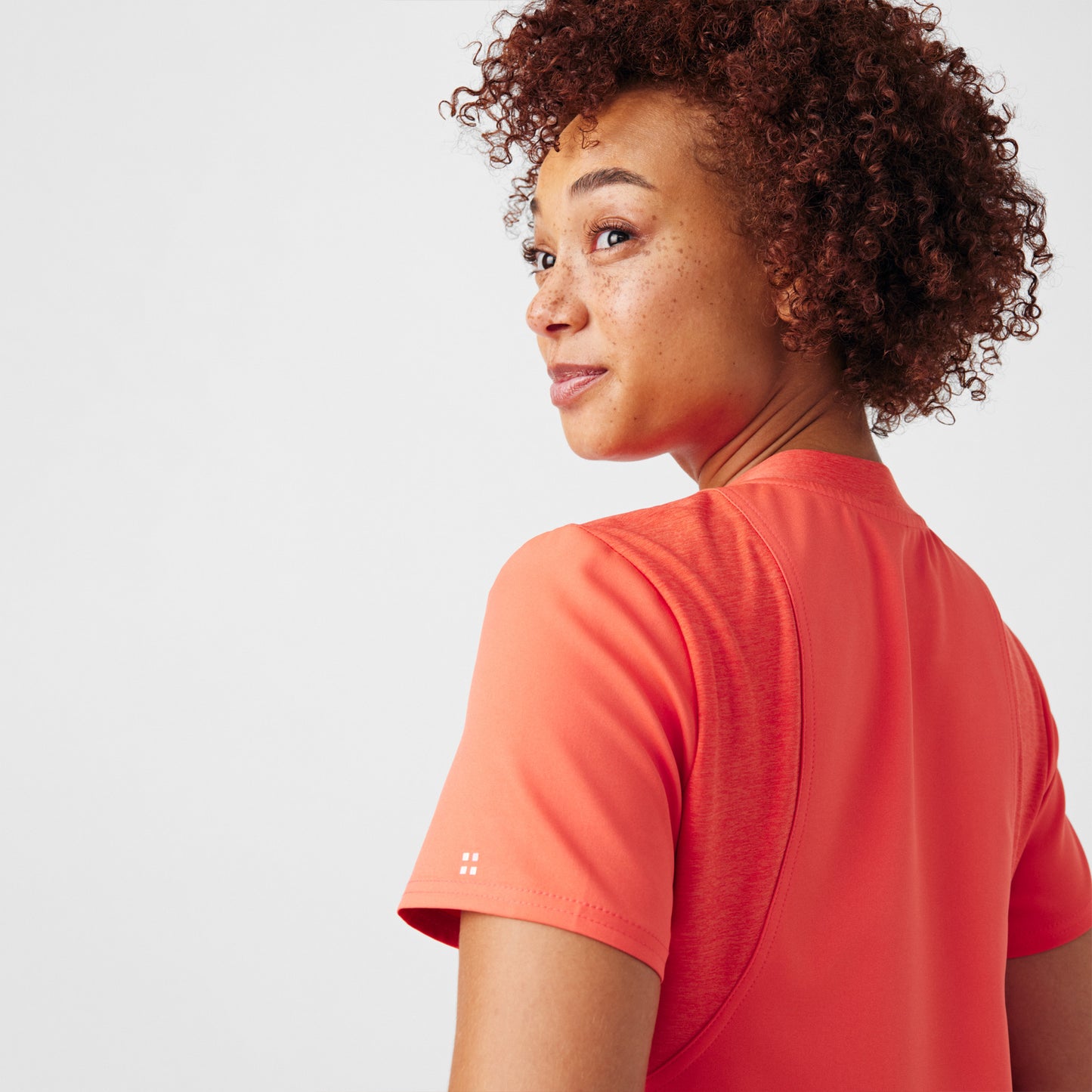 VIBE 2-Pocket V-Neck Top  | Coral Sunset