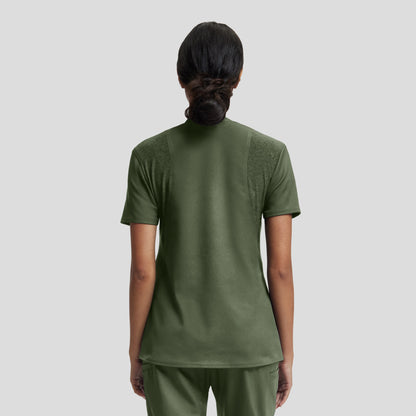 VIBE 2-Pocket V-Neck Top  | Olive