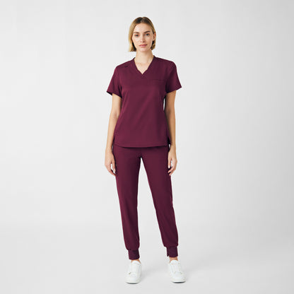 VIBE 2-Pocket V-Neck Top  | Wine