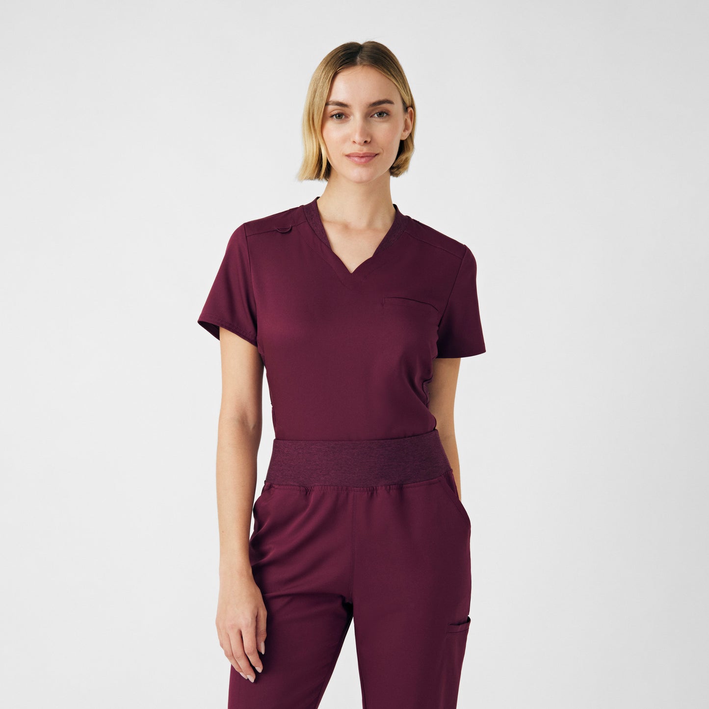 VIBE 2-Pocket V-Neck Top  | Wine