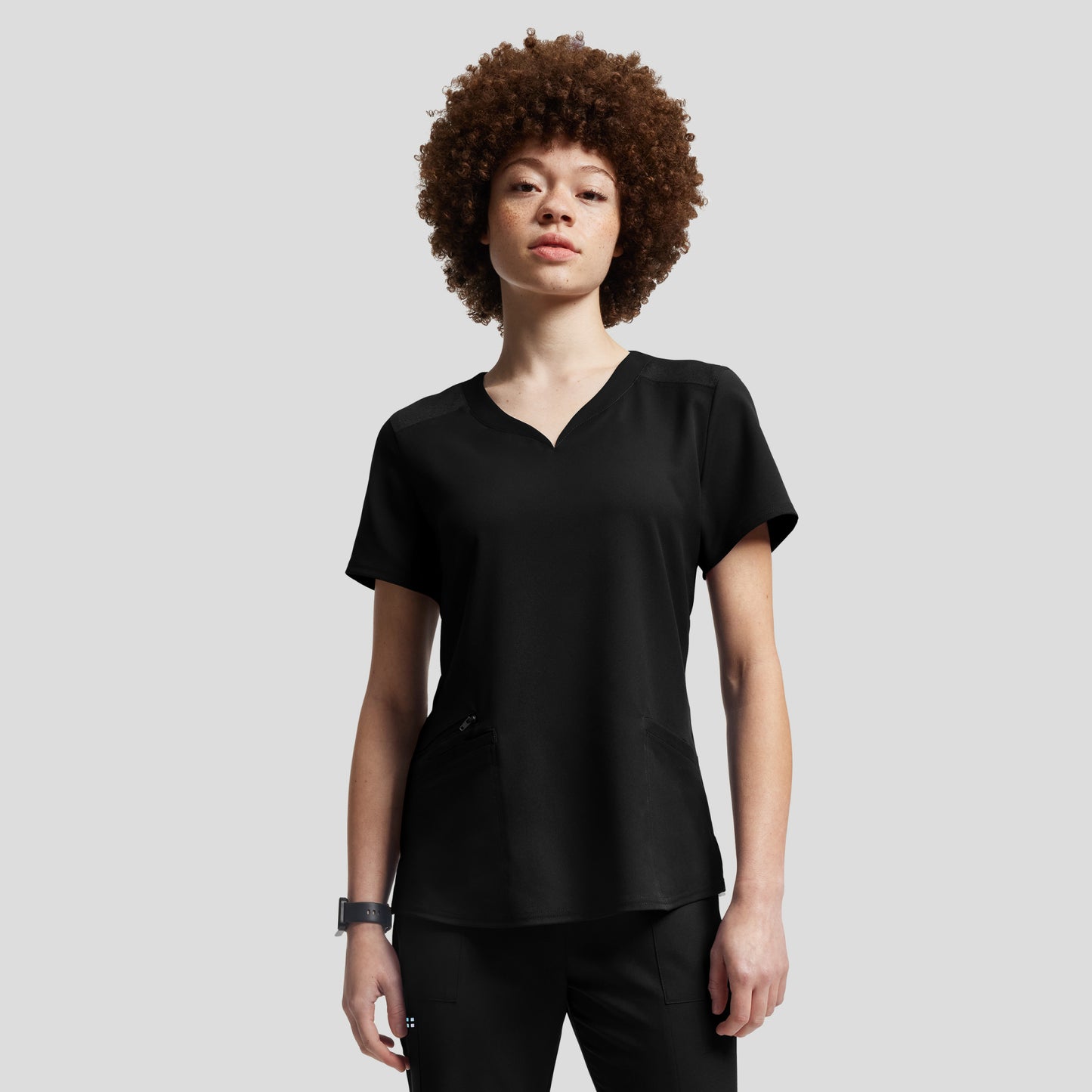 VIBE 3-Pocket V-Neck Top  | Black