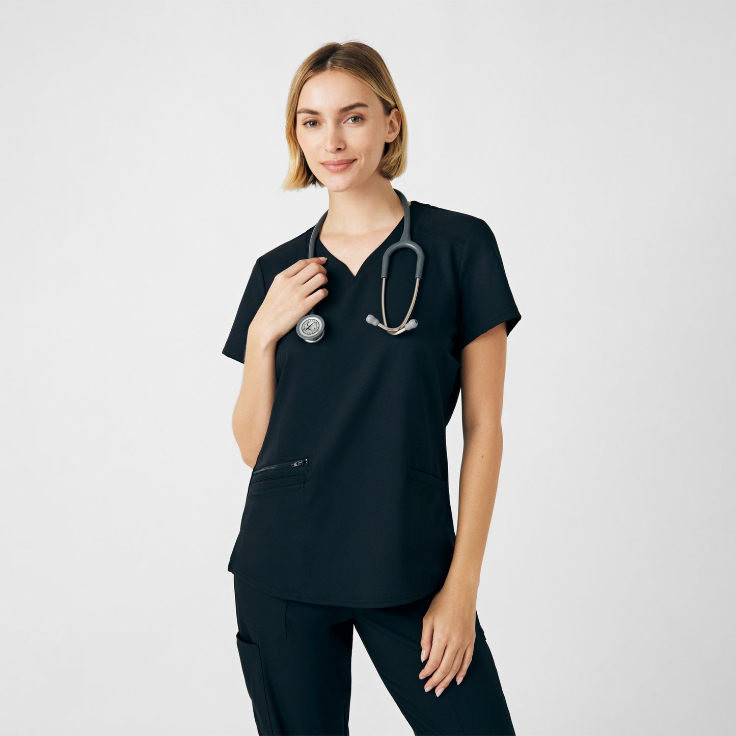 VIBE 3-Pocket V-Neck Top  | Black