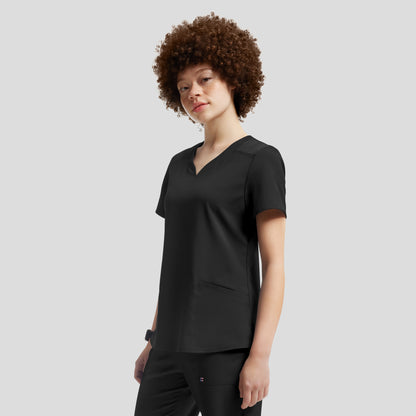 VIBE 3-Pocket V-Neck Top  | Black