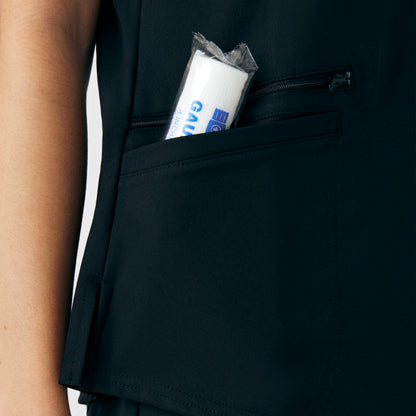 VIBE 3-Pocket V-Neck Top  | Black