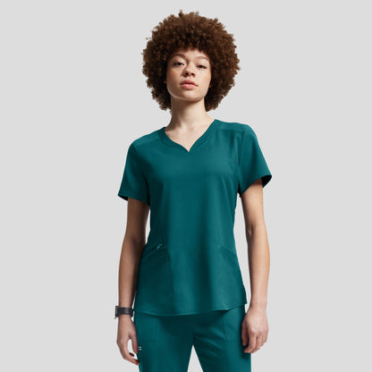 VIBE 3-Pocket V-Neck Top  | Caribbean