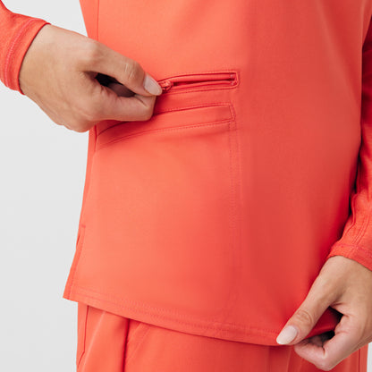 VIBE 3-Pocket V-Neck Top  | Coral Sunset