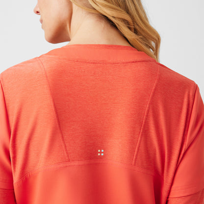 VIBE 3-Pocket V-Neck Top  | Coral Sunset