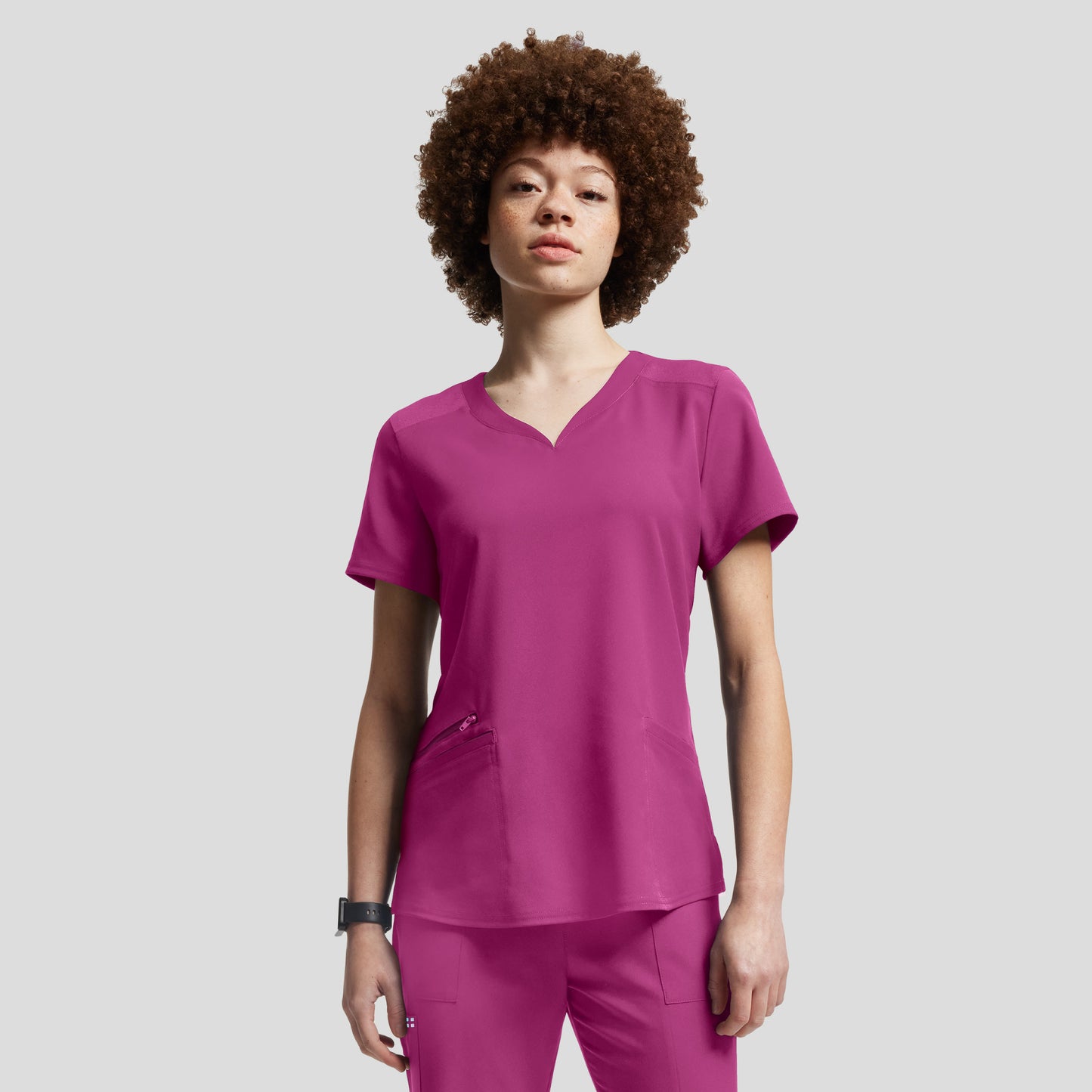 VIBE 3-Pocket V-Neck Top  | Electric Purple