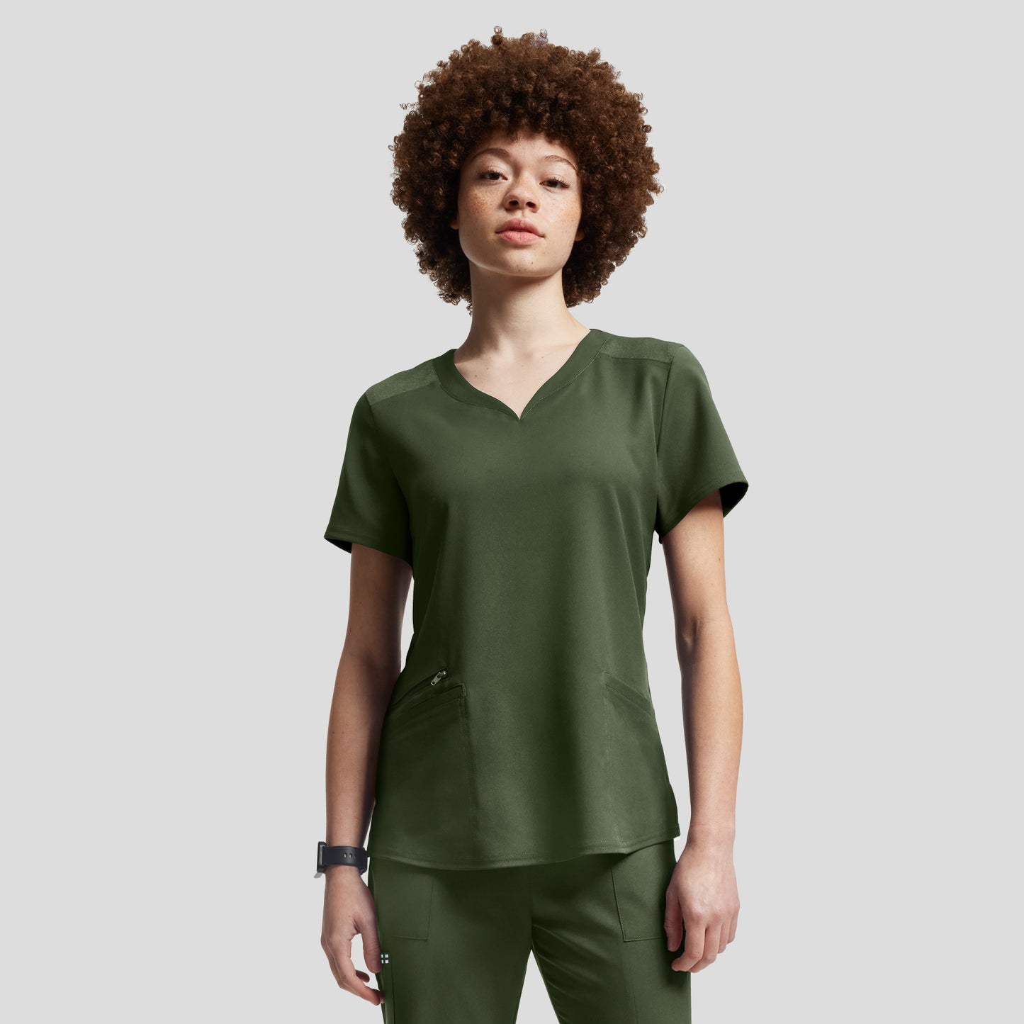 VIBE 3-Pocket V-Neck Top  | Olive