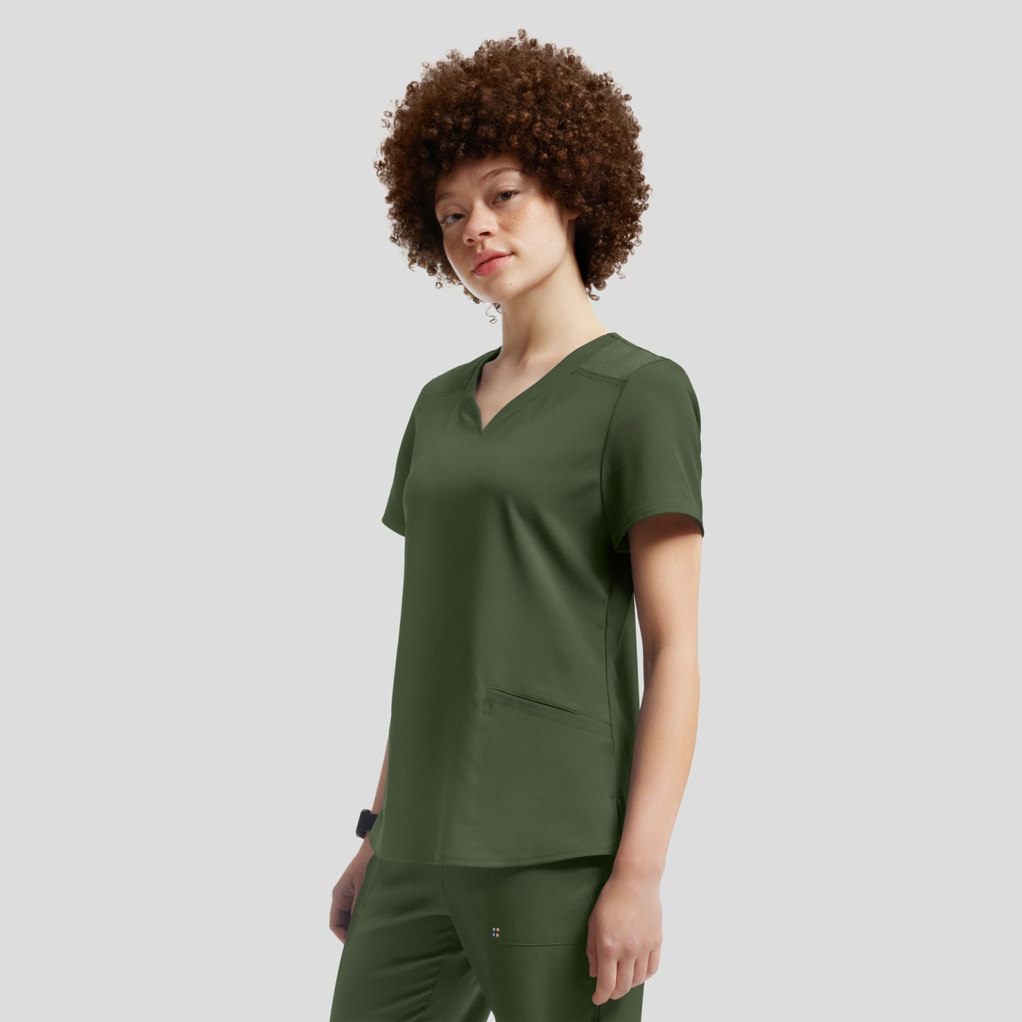 VIBE 3-Pocket V-Neck Top  | Olive