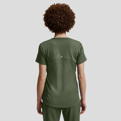 VIBE 3-Pocket V-Neck Top  | Olive