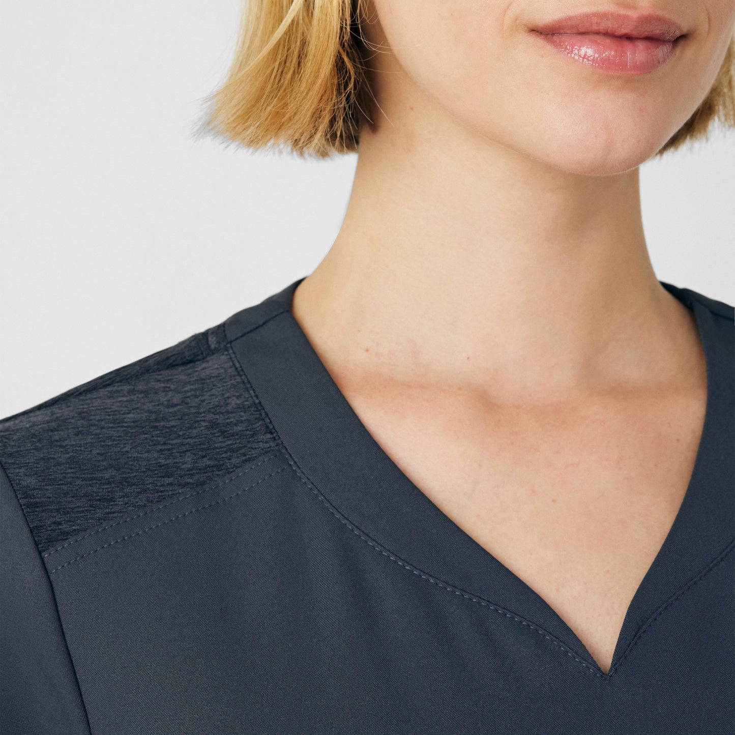 VIBE 3-Pocket V-Neck Top  | Pewter