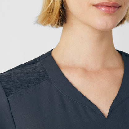 VIBE 3-Pocket V-Neck Top  | Pewter
