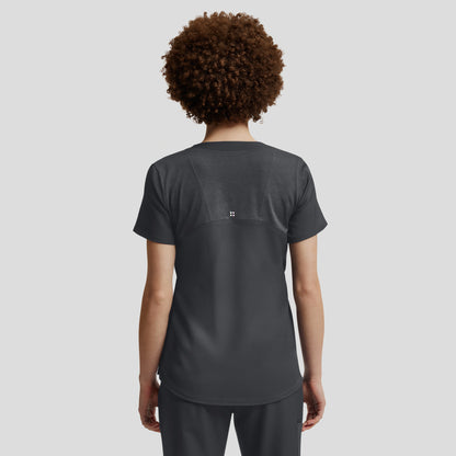 VIBE 3-Pocket V-Neck Top  | Pewter