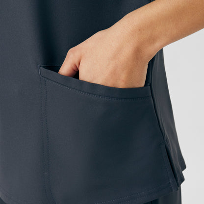 VIBE 3-Pocket V-Neck Top  | Pewter