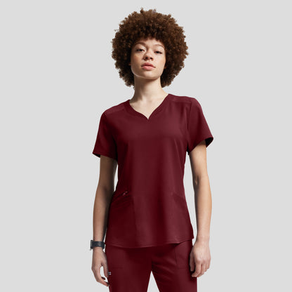 VIBE 3-Pocket V-Neck Top  | Wine