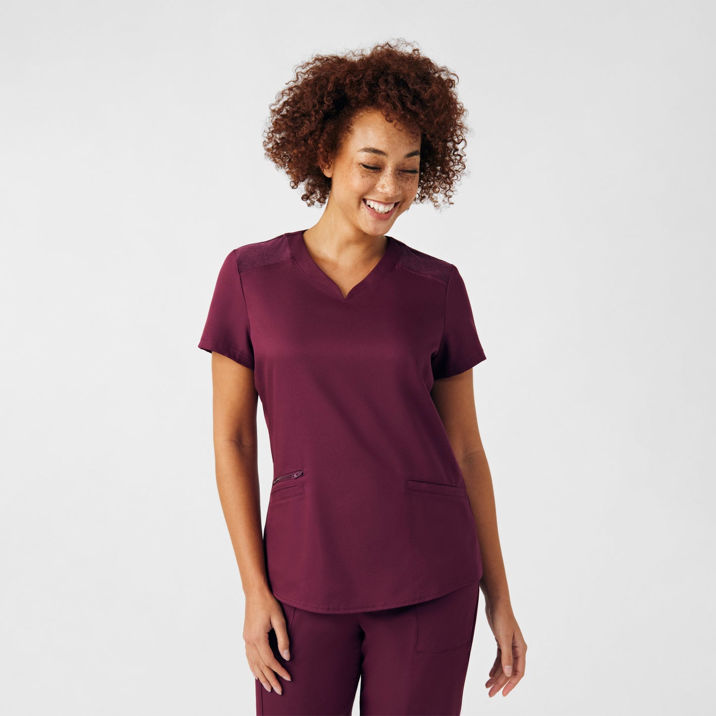 VIBE 3-Pocket V-Neck Top  | Wine
