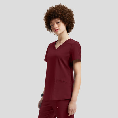 VIBE 3-Pocket V-Neck Top  | Wine
