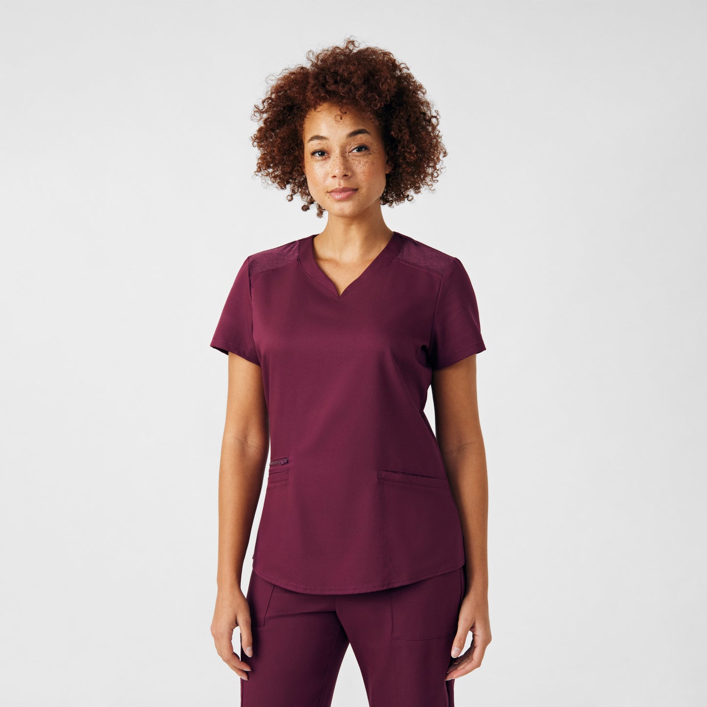VIBE 3-Pocket V-Neck Top  | Wine