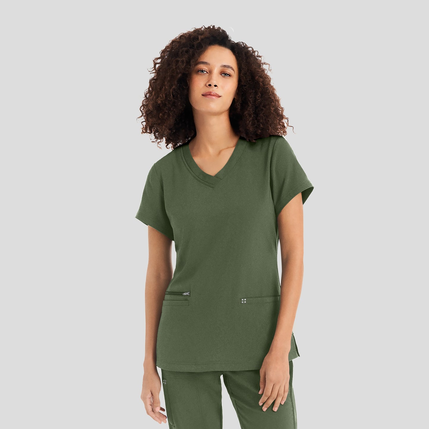 CRFT 3-Pocket V-Neck Top  | Olive